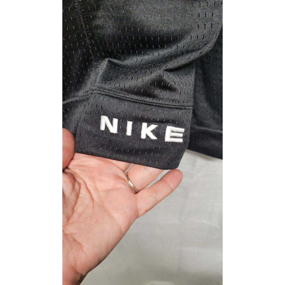Nike Y2K Womens Lg Black White Stripe Zip-Up Hooded Mesh Like Jacket Street Wear - Picture 8 of 11